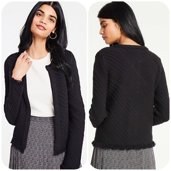 NWT Ann Taylor Stitched Fringe Sweater Jacket XXSP - Picture 1 of 9